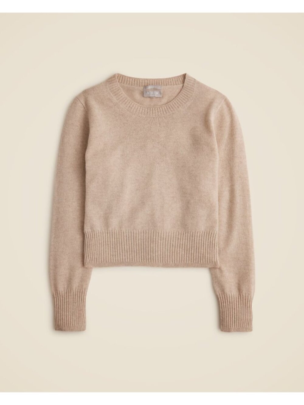 NWT J.Crew Cashmere Shrunken Crewneck Sweater in Heather Stone Pullover L - Picture 3 of 6